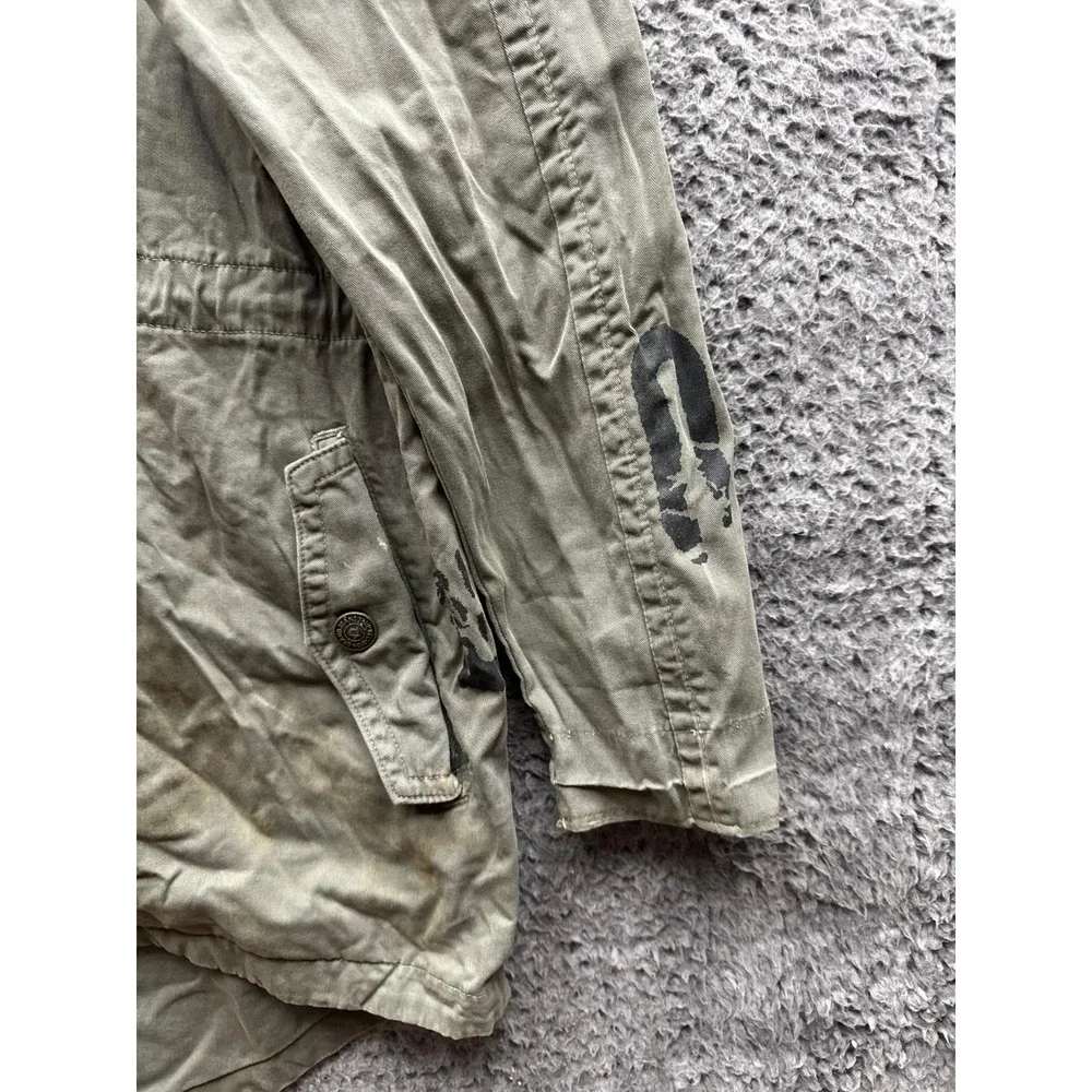True Religion Denim Hooded Military Parka Jacket Olive Green Mens Size M